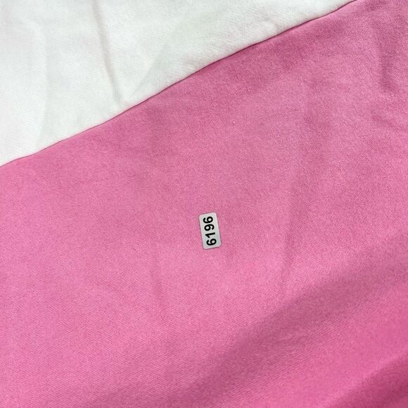 MTV Sweatshirt Womens Small Pink & White Colorblock Graphic Oversized Pullover - Picture 8 of 8